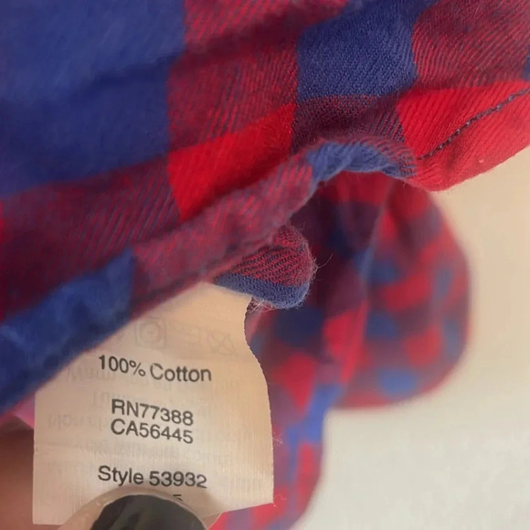 JCrew 100% cotton blue and red plaid XS half button up top - Picture 4 of 5